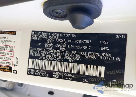 2019 Toyota 4Runner Sr5 from USA, damaged, VIN JTEBU5JR5K5730317